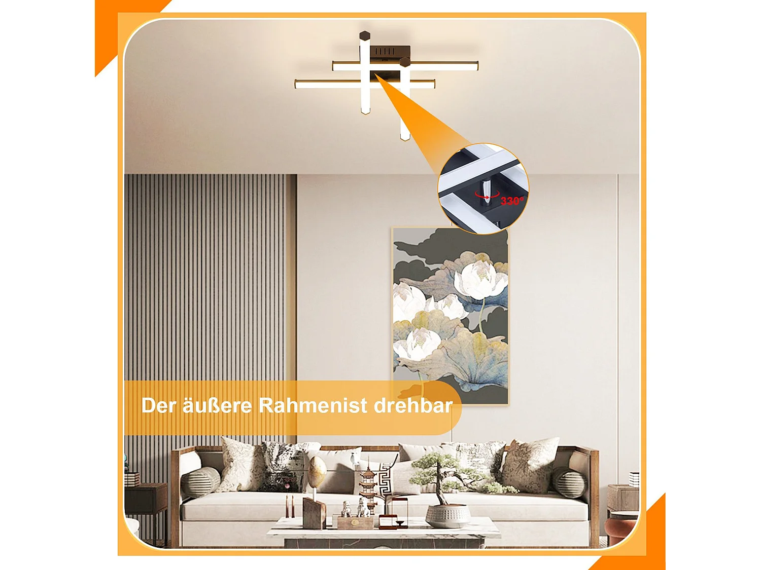 NETTLIFE LED Deckenleuchte Wohnzimmer Moderne Deckenlampe Schwarz 24W Innendesign 3000K Warmweiß