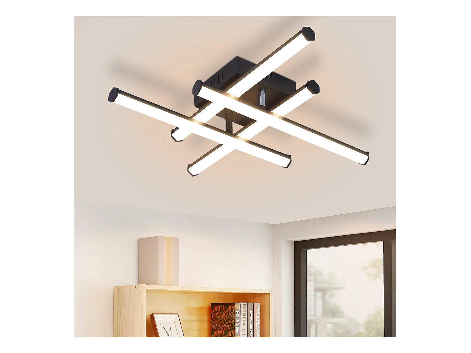 NETTLIFE Plafonnier LED salon plafonnier moderne noir 24W design d'intérieur 3000K blanc chaud