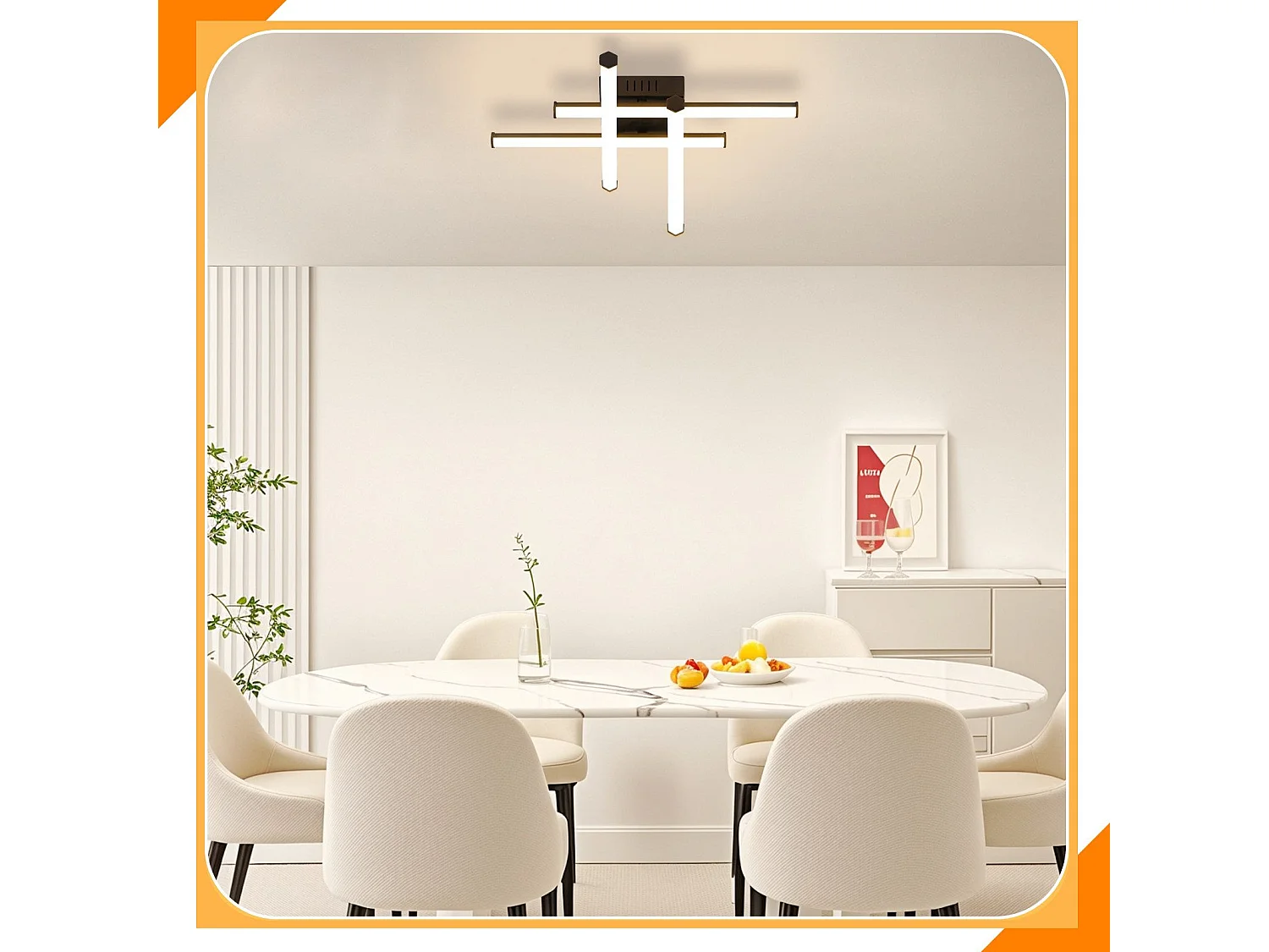 NETTLIFE Plafonnier LED salon plafonnier moderne noir 24W design d'intérieur 3000K blanc chaud