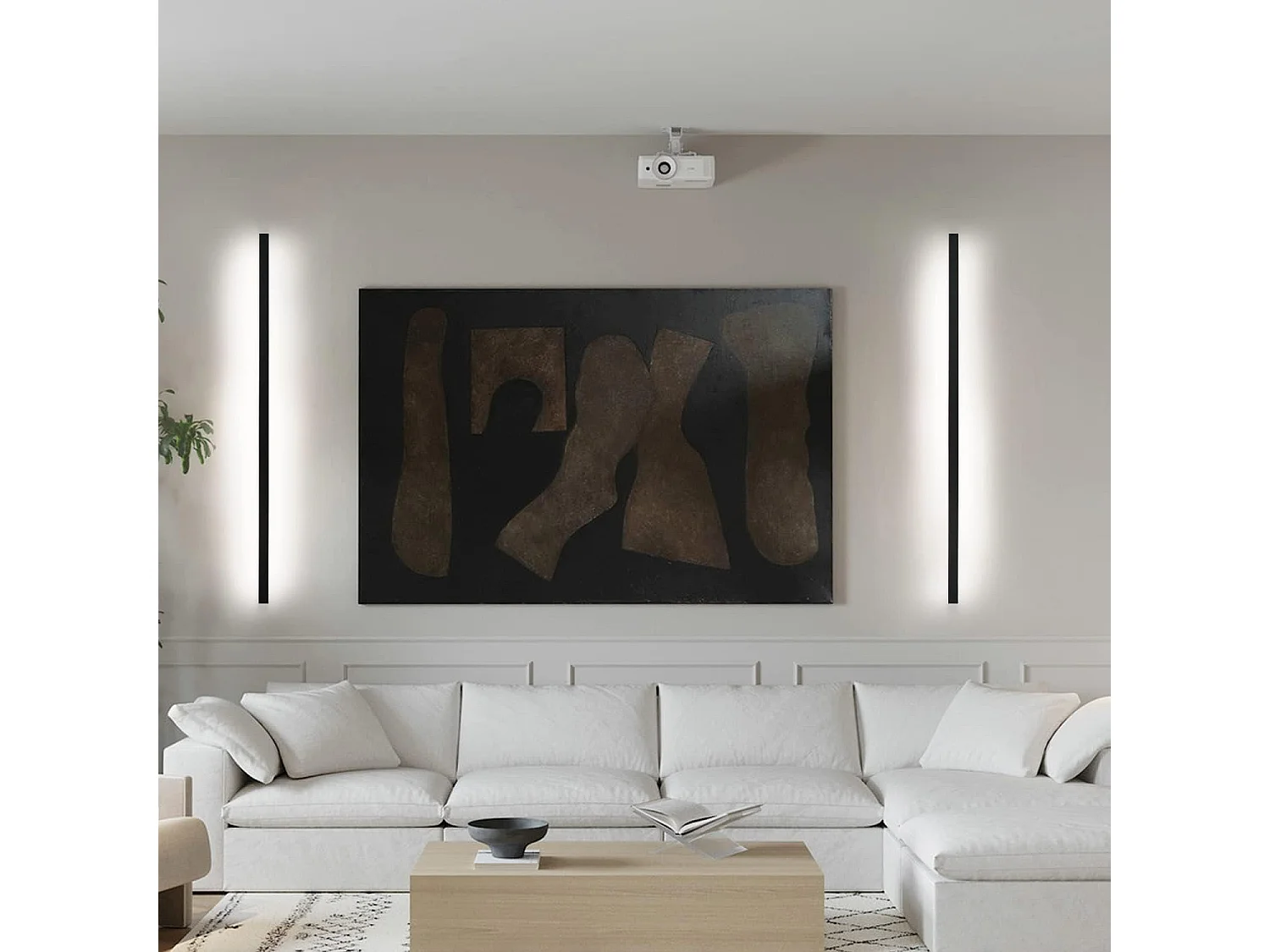 NETTLIFE 2 appliques murales LED applique d'intérieur 100CM noir design moderne dimmable blanc chaud