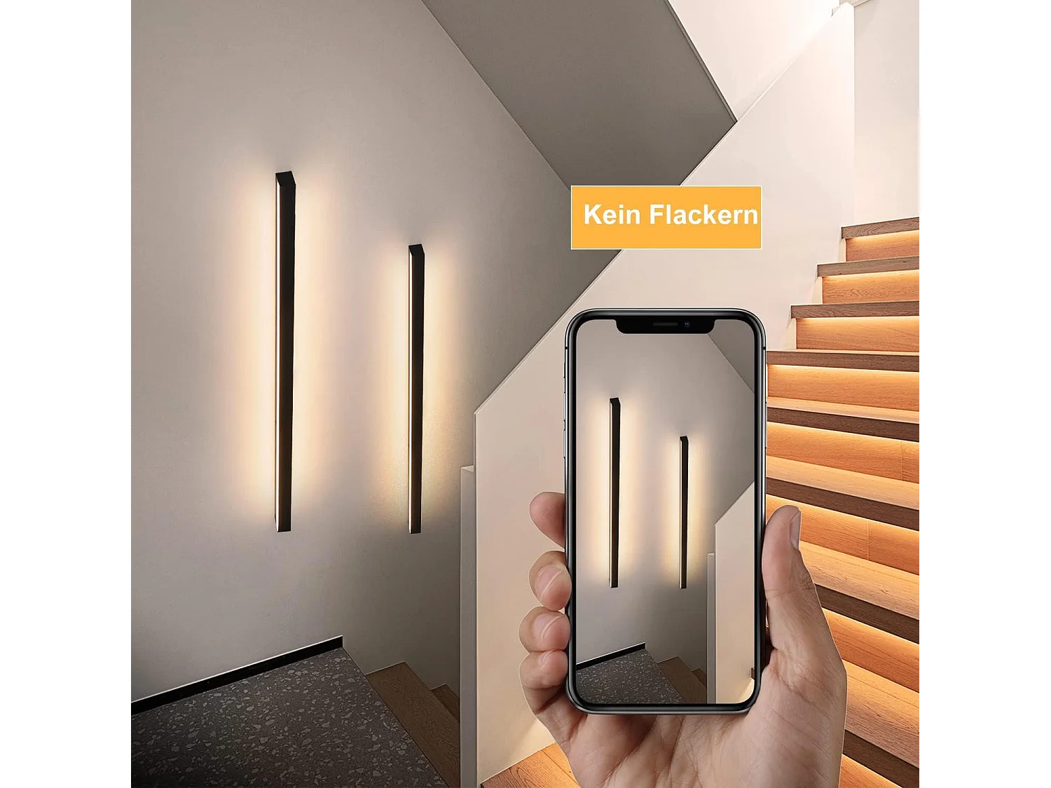 NETTLIFE 2 Kinkiety LED Lampa ścienna wewnętrzna 100CM czarna, nowoczesny design, możliwość przyciemniania, ciepła biel