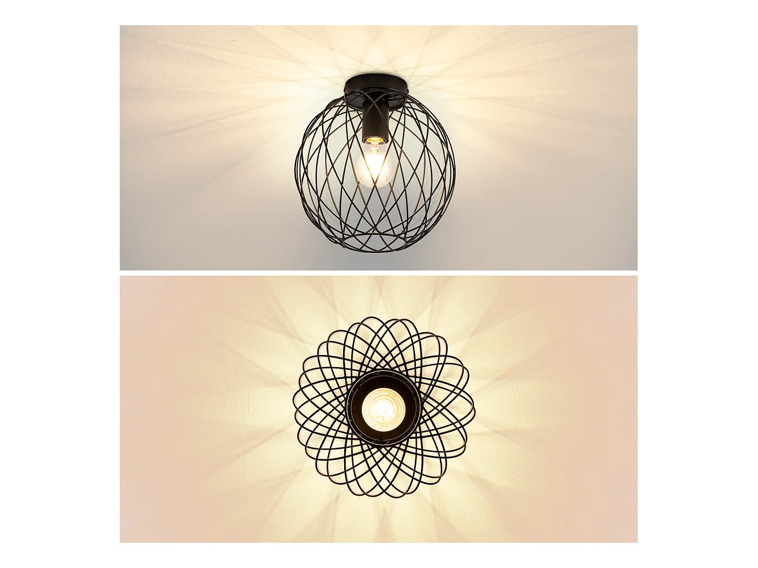 NETTLIFE Industrielle Deckenleuchte Schwarz Vintage Flurlampe Rund E27 1-flammig Retro Metall