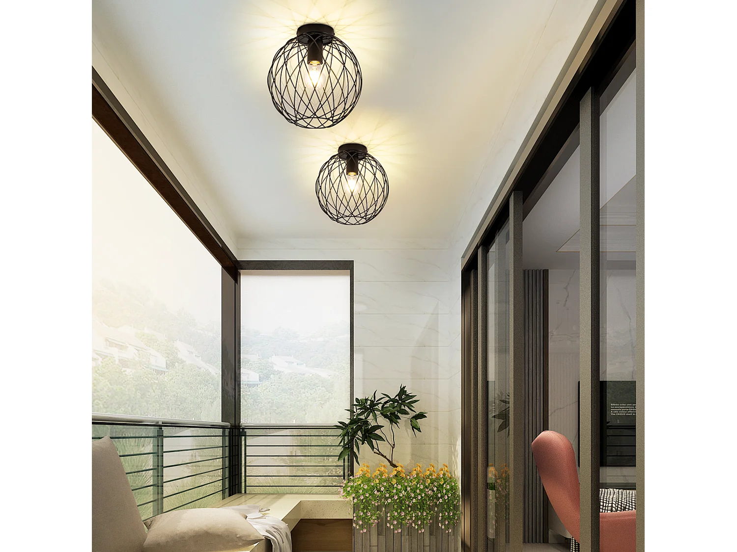 NETTLIFE Industrielle Deckenleuchte Schwarz Vintage Flurlampe Rund E27 1-flammig Retro Metall