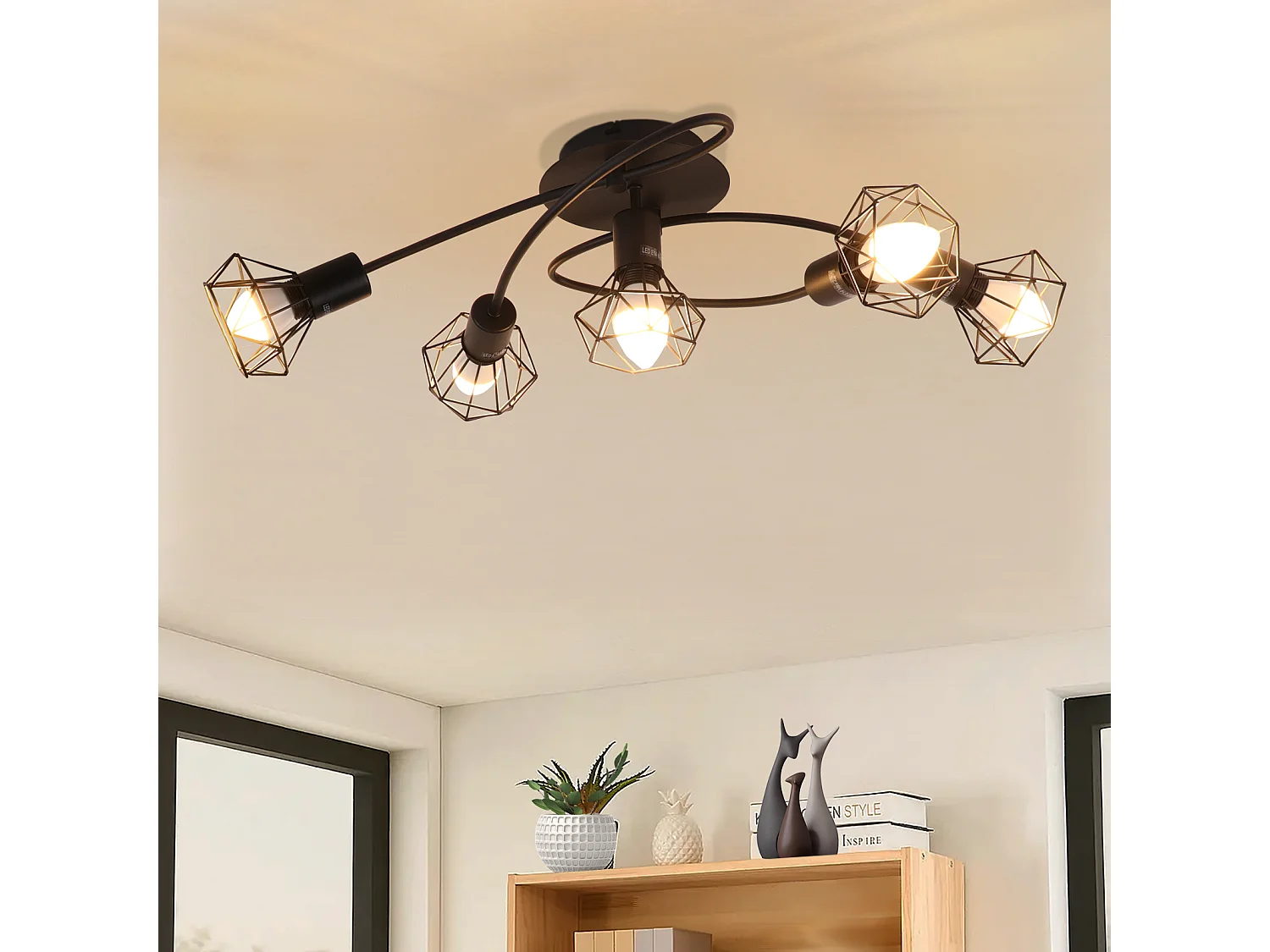 NETTLIFE Opbouwspot - 5 lichts - E14 - Moderne Plafondspot | rond Spotje - L 610 mm - Zwart - Keuken | Woonkamer | Slaapkamer