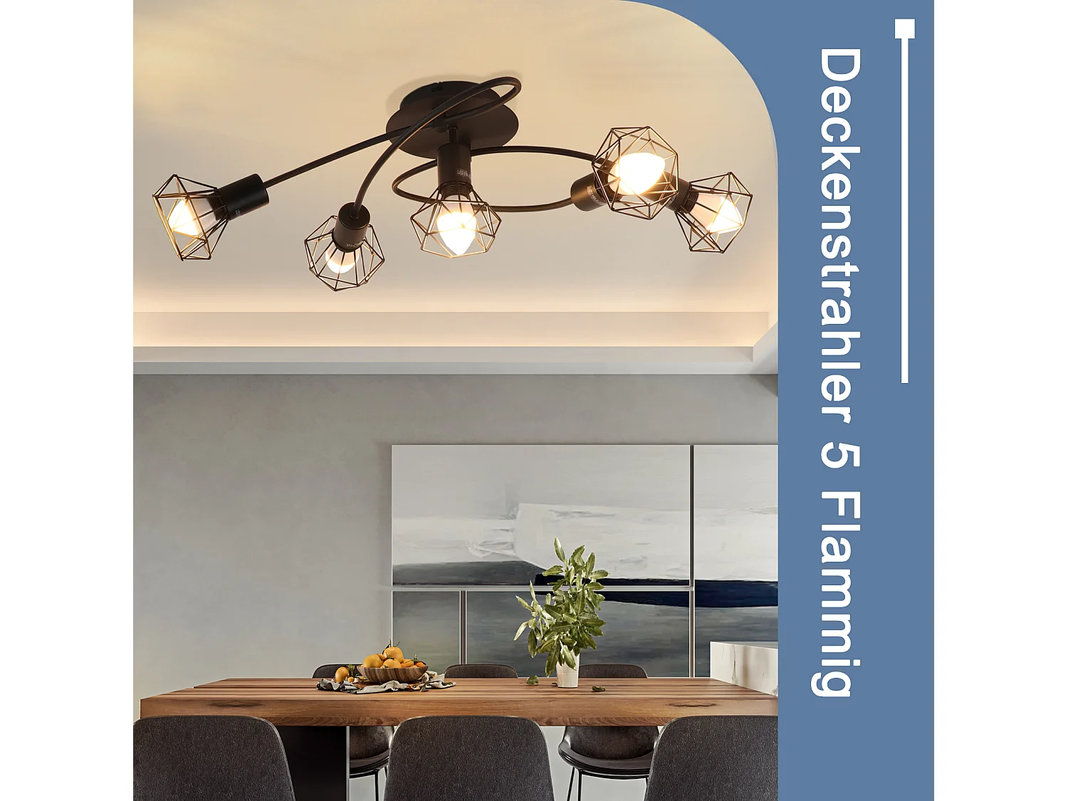 NETTLIFE Opbouwspot - 5 lichts - E14 - Moderne Plafondspot | rond Spotje - L 610 mm - Zwart - Keuken | Woonkamer | Slaapkamer