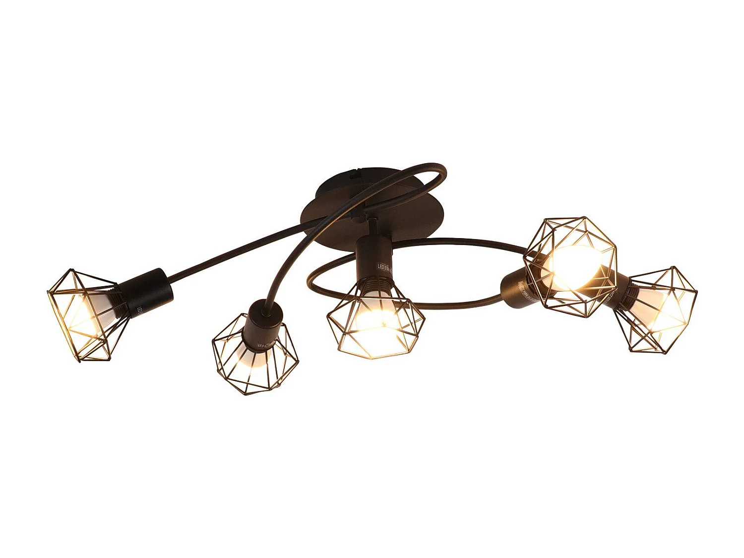 NETTLIFE Opbouwspot - 5 lichts - E14 - Moderne Plafondspot | rond Spotje - L 610 mm - Zwart - Keuken | Woonkamer | Slaapkamer