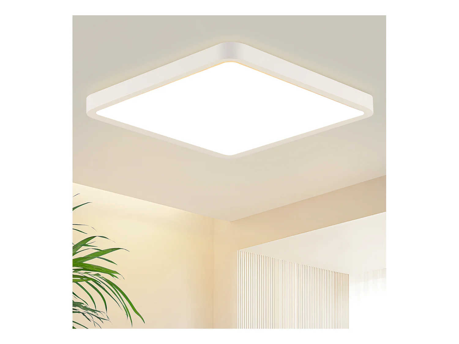 NETTLIFE Plafonnier LED plat 23CM 3000 18W carré chambre blanc LED intégré en permanence