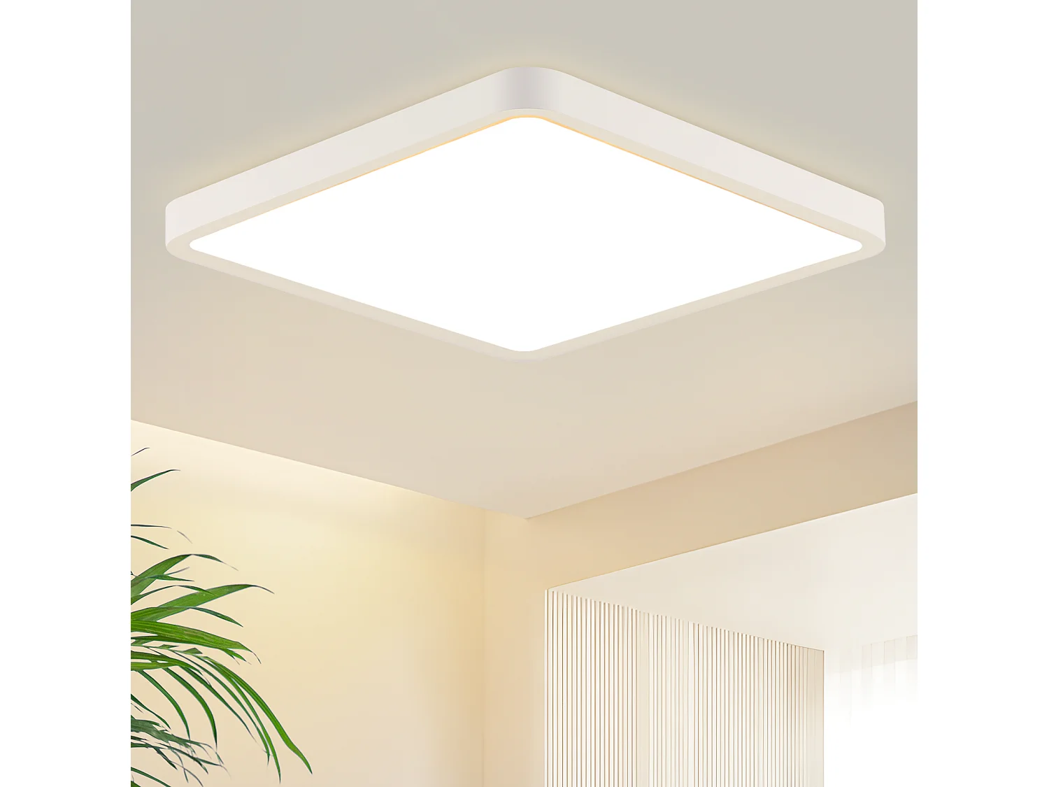 NETTLIFE Plafonnier LED plat 23CM 3000 18W carré chambre blanc LED intégré en permanence