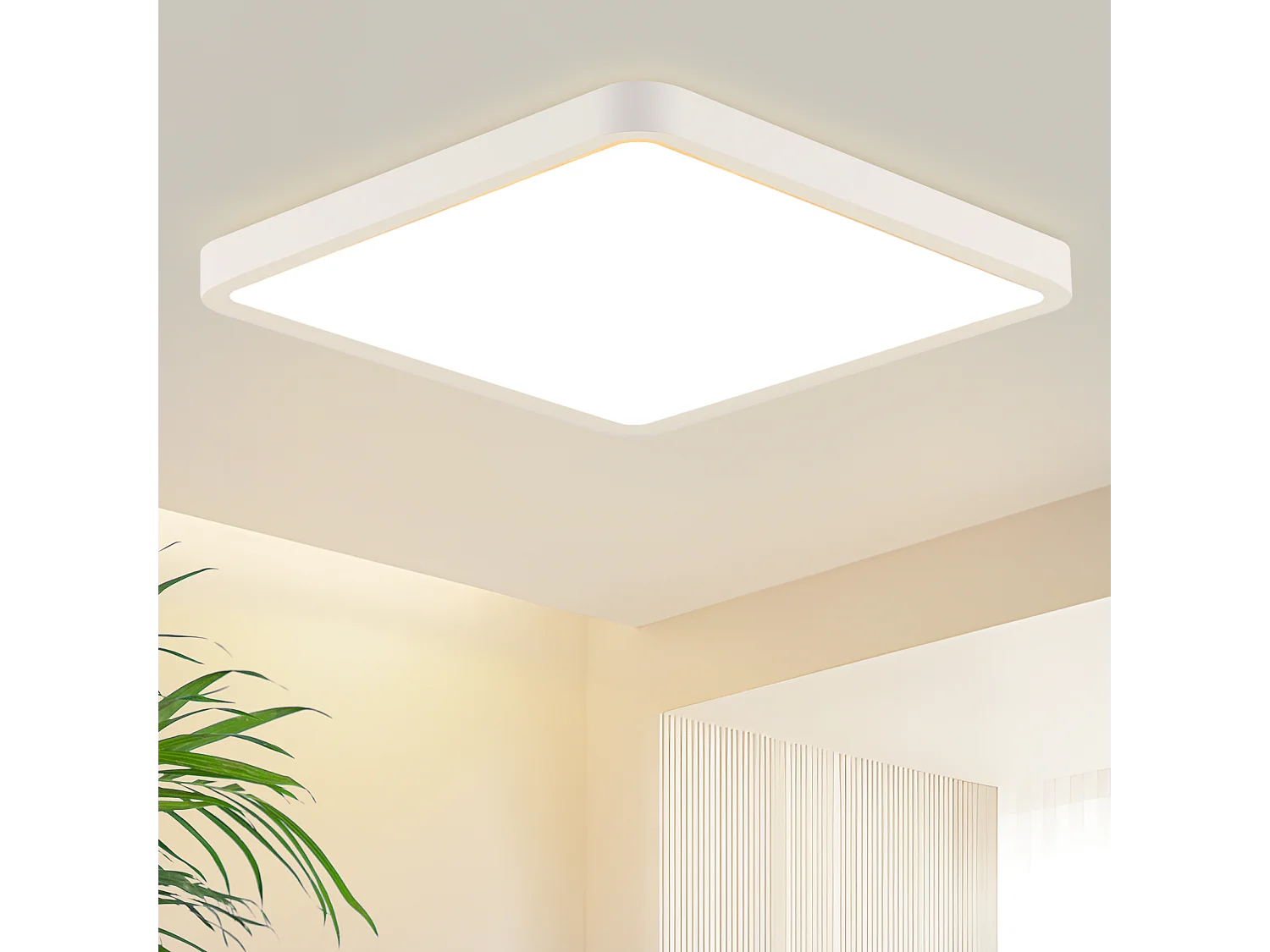 NETTLIFE Plafonnier LED plat 23CM 3000 18W carré chambre blanc LED intégré en permanence