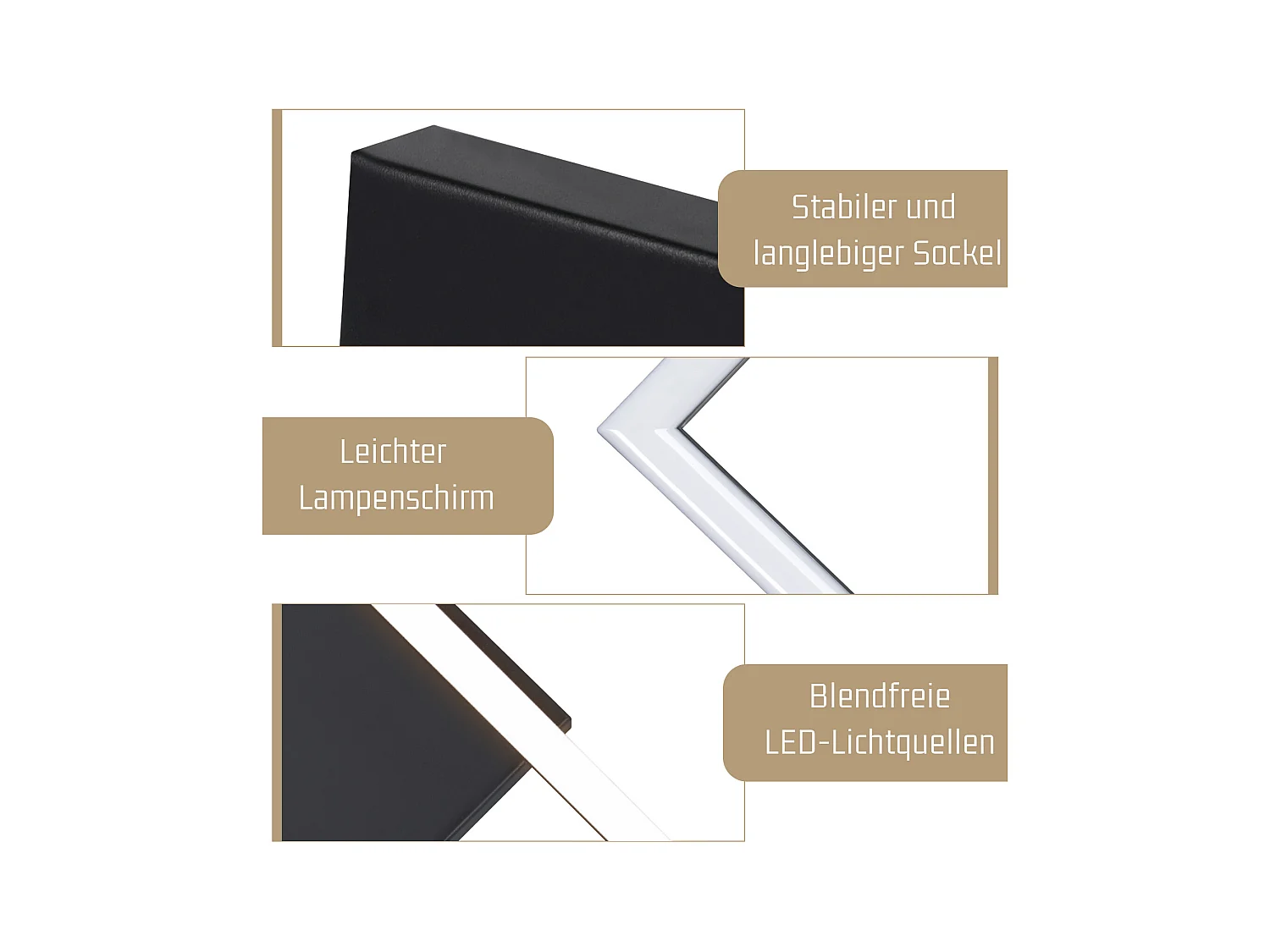 NETTLIFE Plafonnier LED plafonnier chambre 24W lampe de salon blanc chaud moderne noir carré