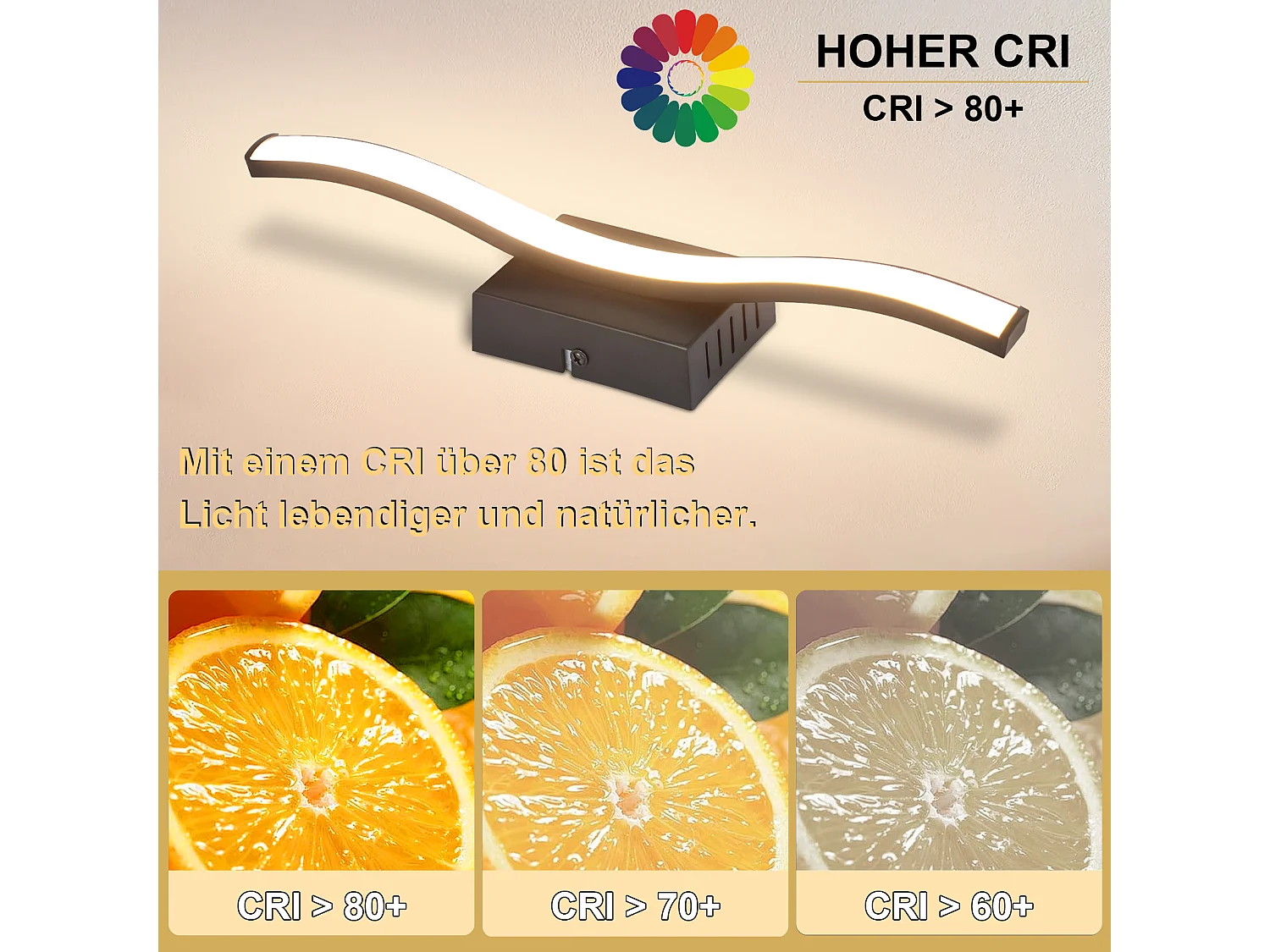 NETTLIFE Plafonnier LED chambre lampe de chambre moderne noir 6W design vague 3000K blanc chaud