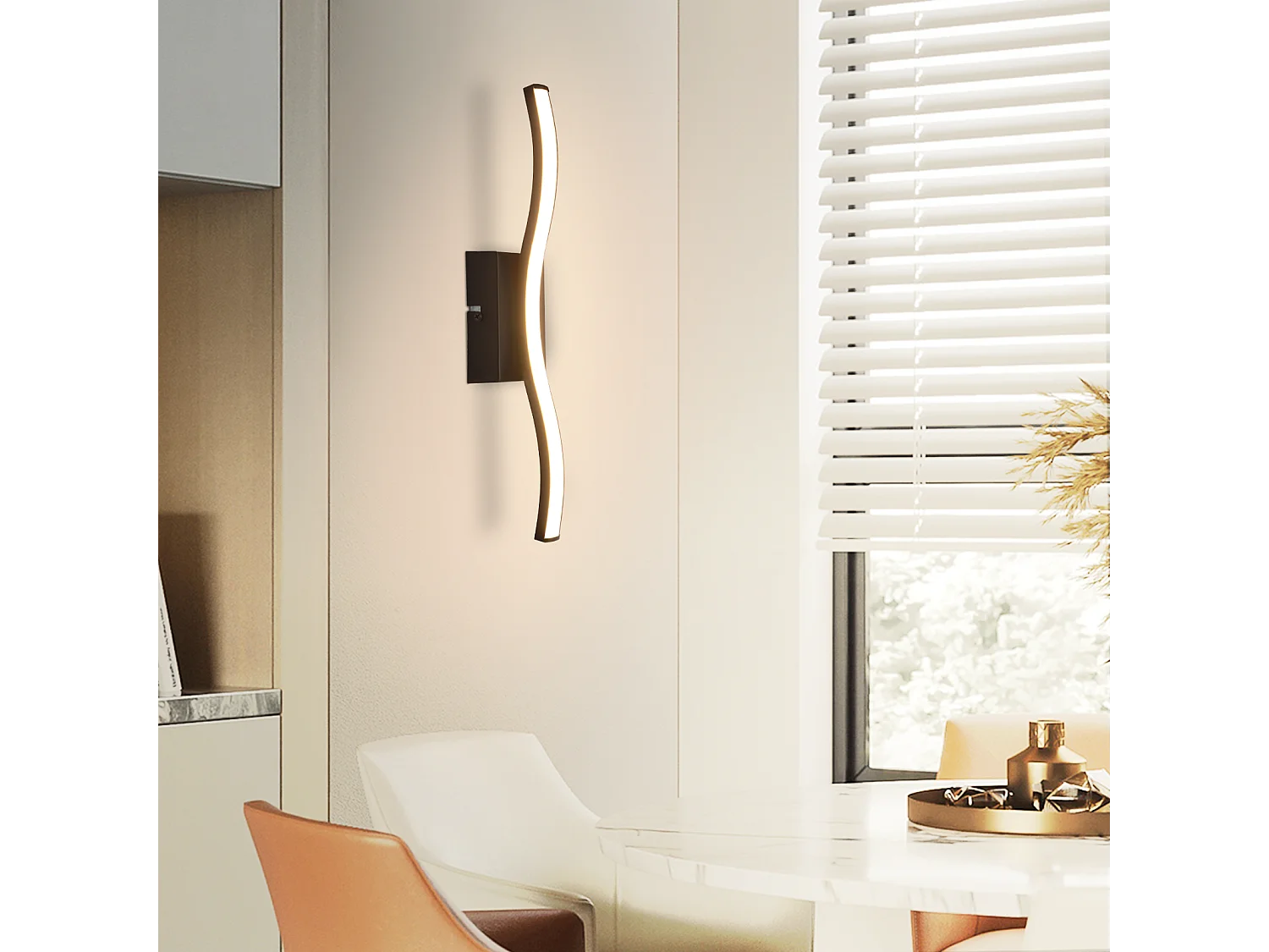 NETTLIFE Plafonnier LED chambre lampe de chambre moderne noir 6W design vague 3000K blanc chaud