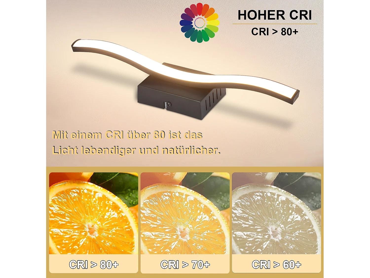 NETTLIFE Plafonnier LED chambre lampe de chambre moderne noir 6W design vague 3000K blanc chaud