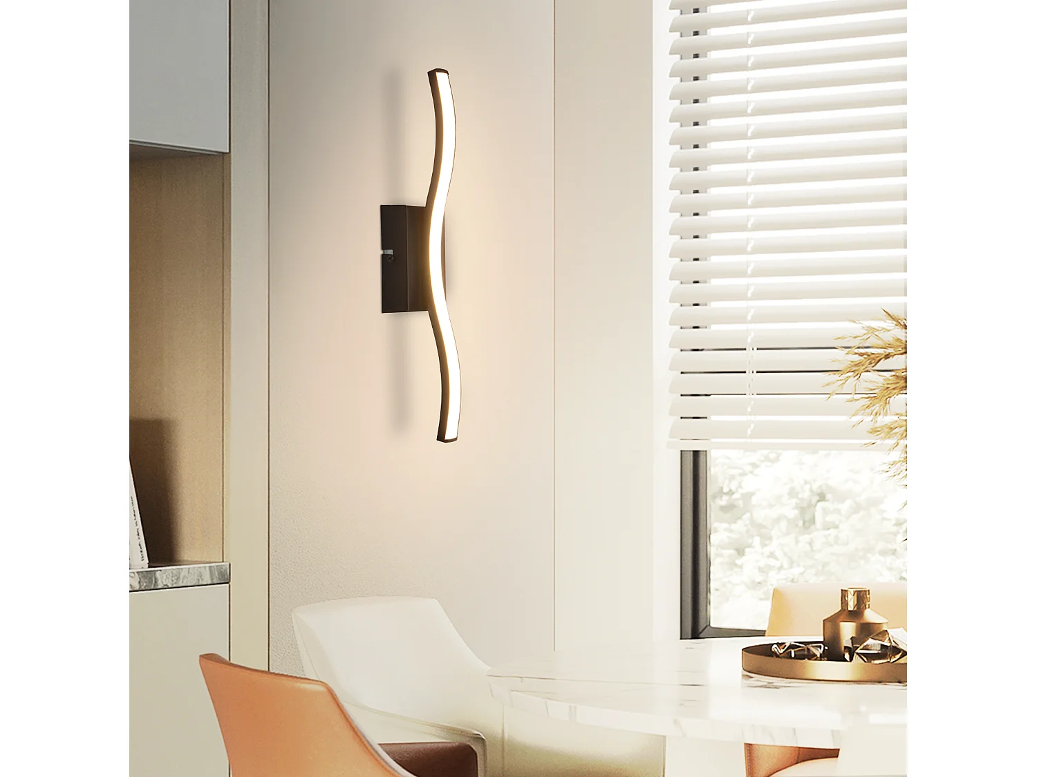 NETTLIFE Plafonnier LED chambre lampe de chambre moderne noir 6W design vague 3000K blanc chaud