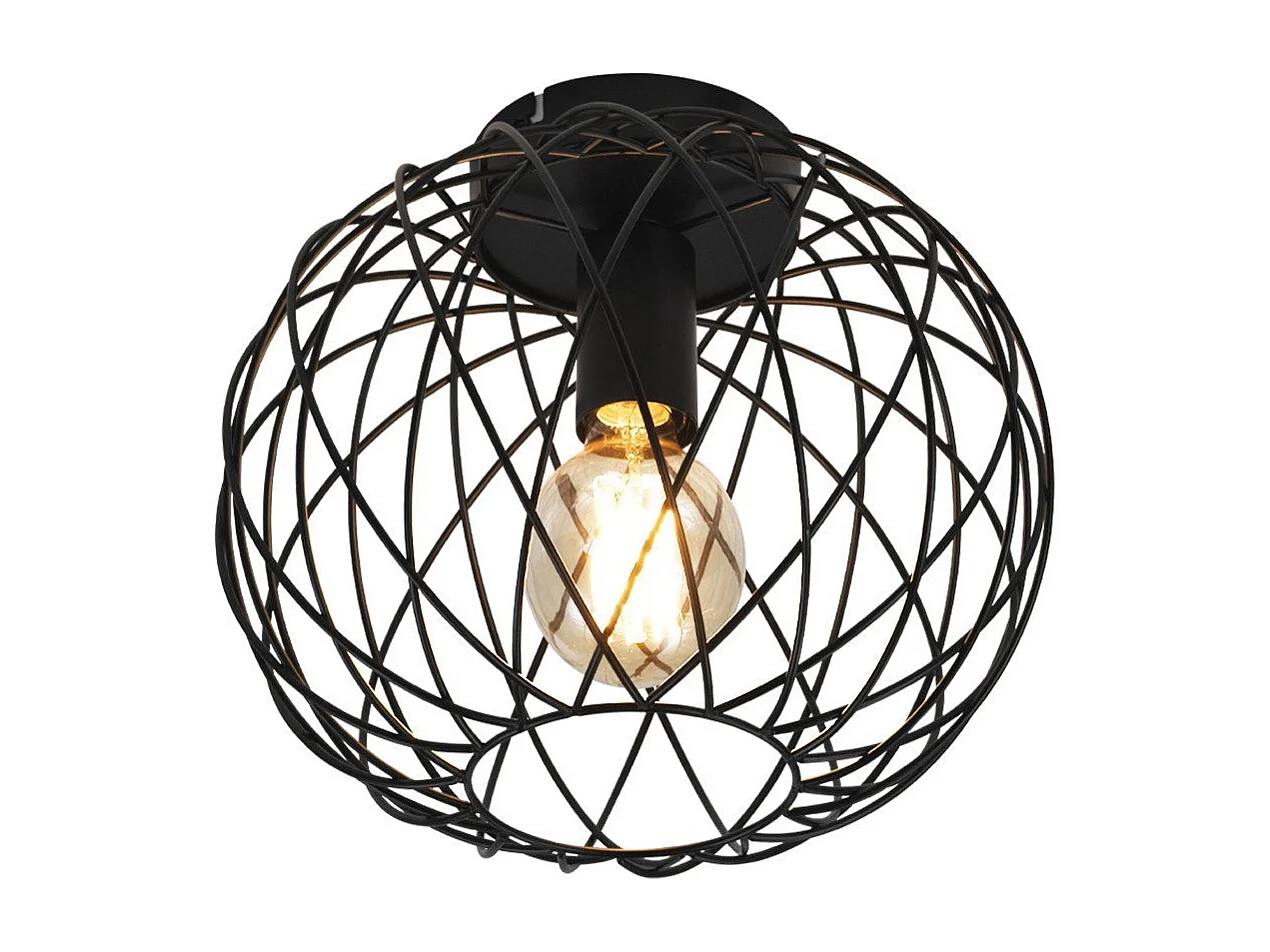 NETTLIFE Plafonnier noir lampe de salle à manger cage grille vintage E27 spot de plafond en métal