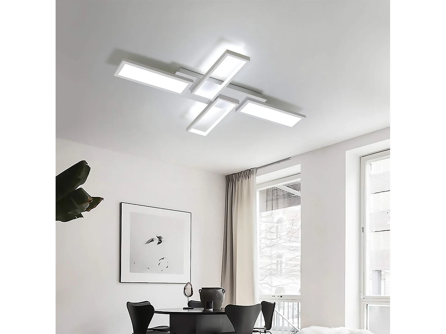 NETTLIFE Plafonnier LED lampe de salon blanc dimmable 58W 82.7CM carré design moderne avec télécommande