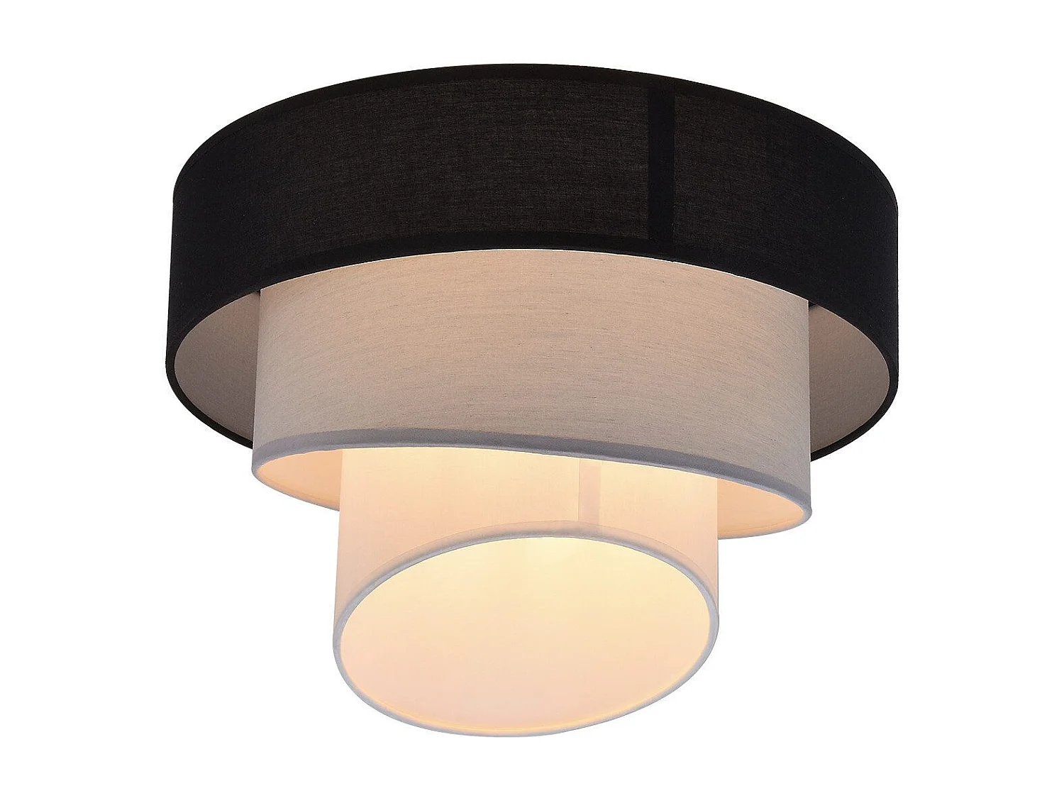 NETTLIFE Plafonnier salon plafonnier abat-jour en tissu Ø40cm blanc chaud E27 moderne noir