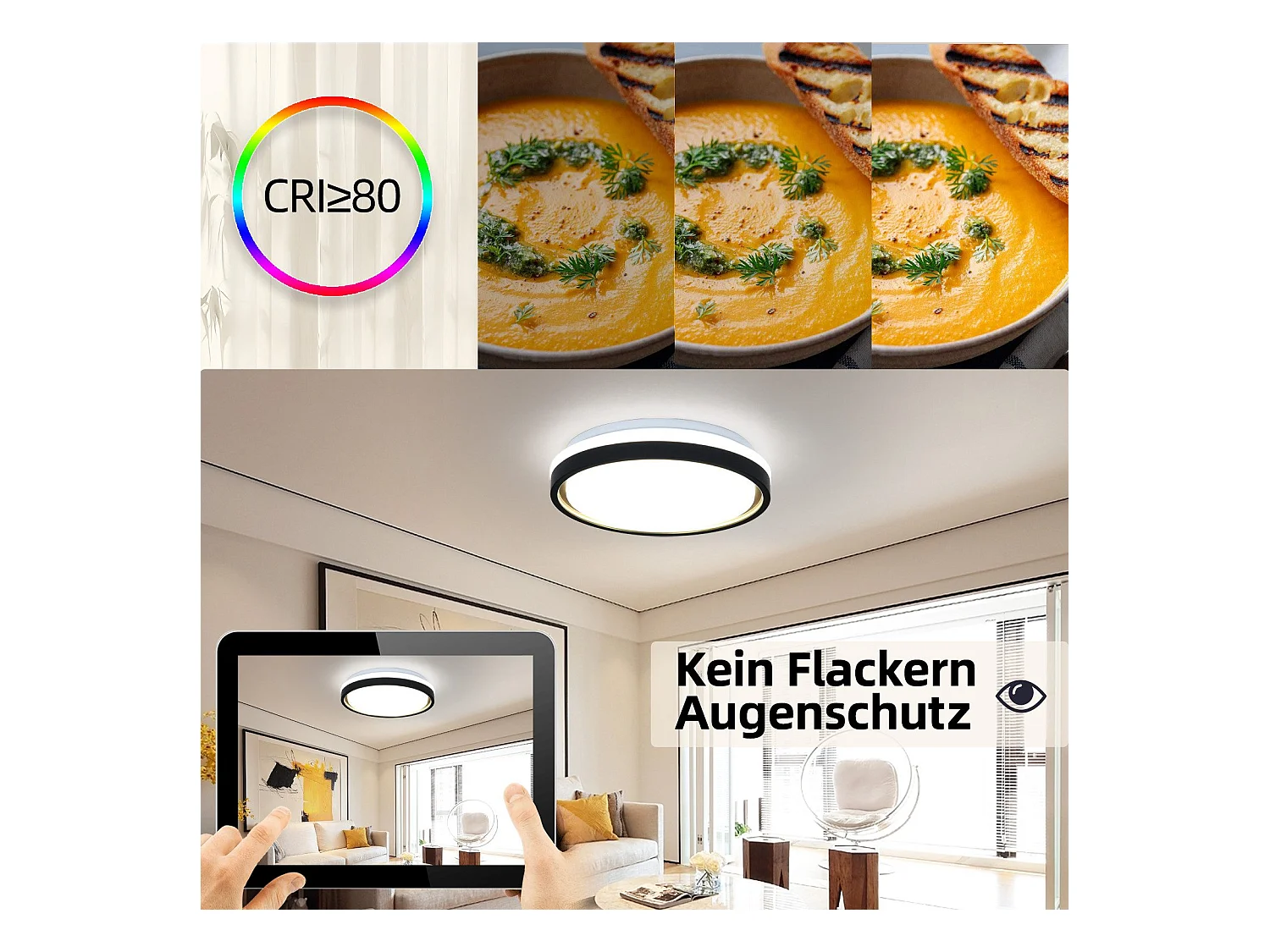 NETTLIFE LED plafondlamp voor slaapkamer, Ø30cm, verstelbaar, 18W, afstandsbediening, zwart/goud, modern design