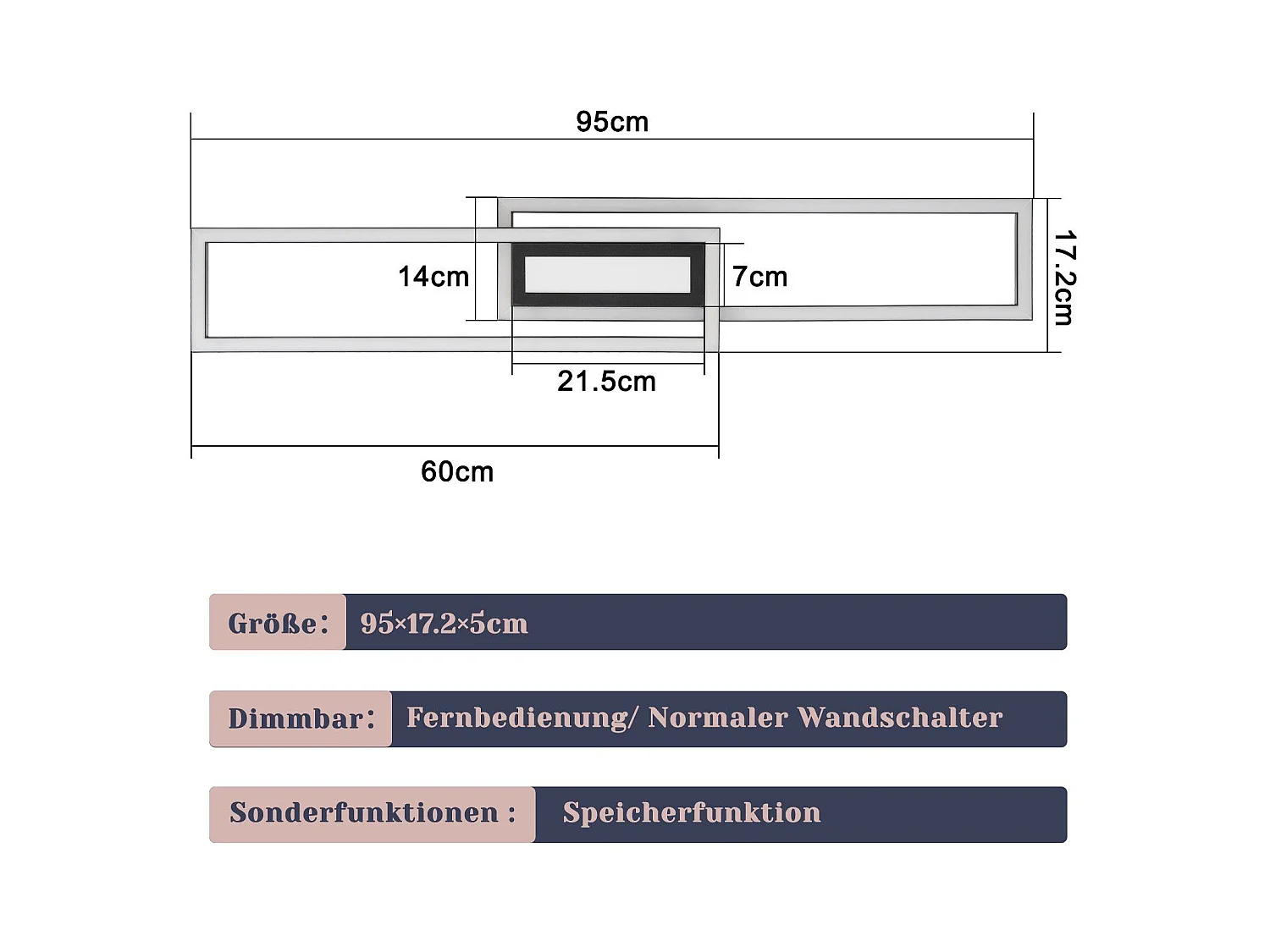 Lámpara de techo LED NETTLIFE, negra, moderna, geométrica, regulable, con control remoto.