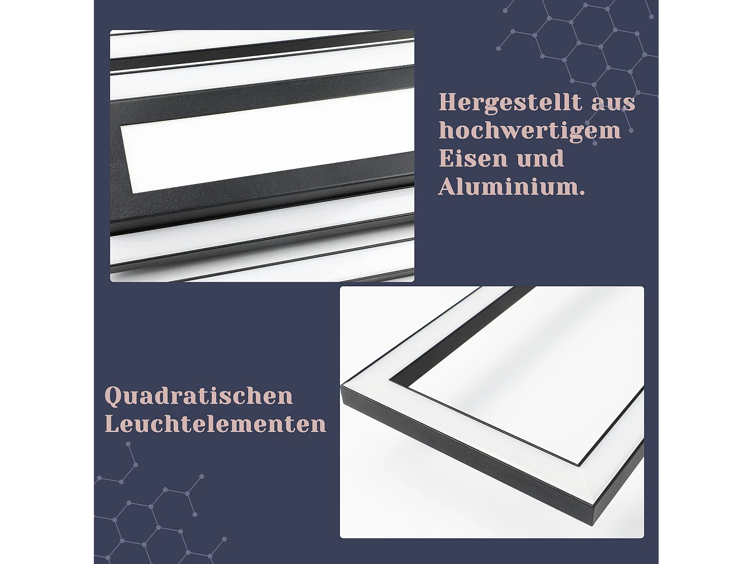 NETTLIFE Plafonnier LED plafonnier noir éclairage de plafond moderne géométrique dimmable avec télécommande