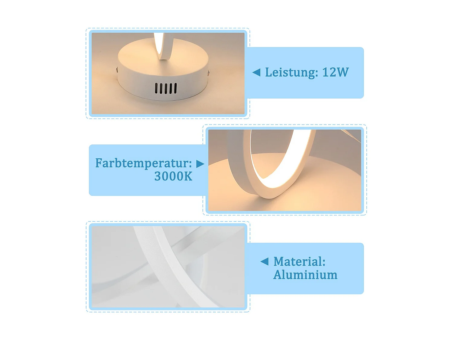 NETTLIFE Lámpara de techo LED moderna para sala de estar,  12 W, interior, 3000 K, LED