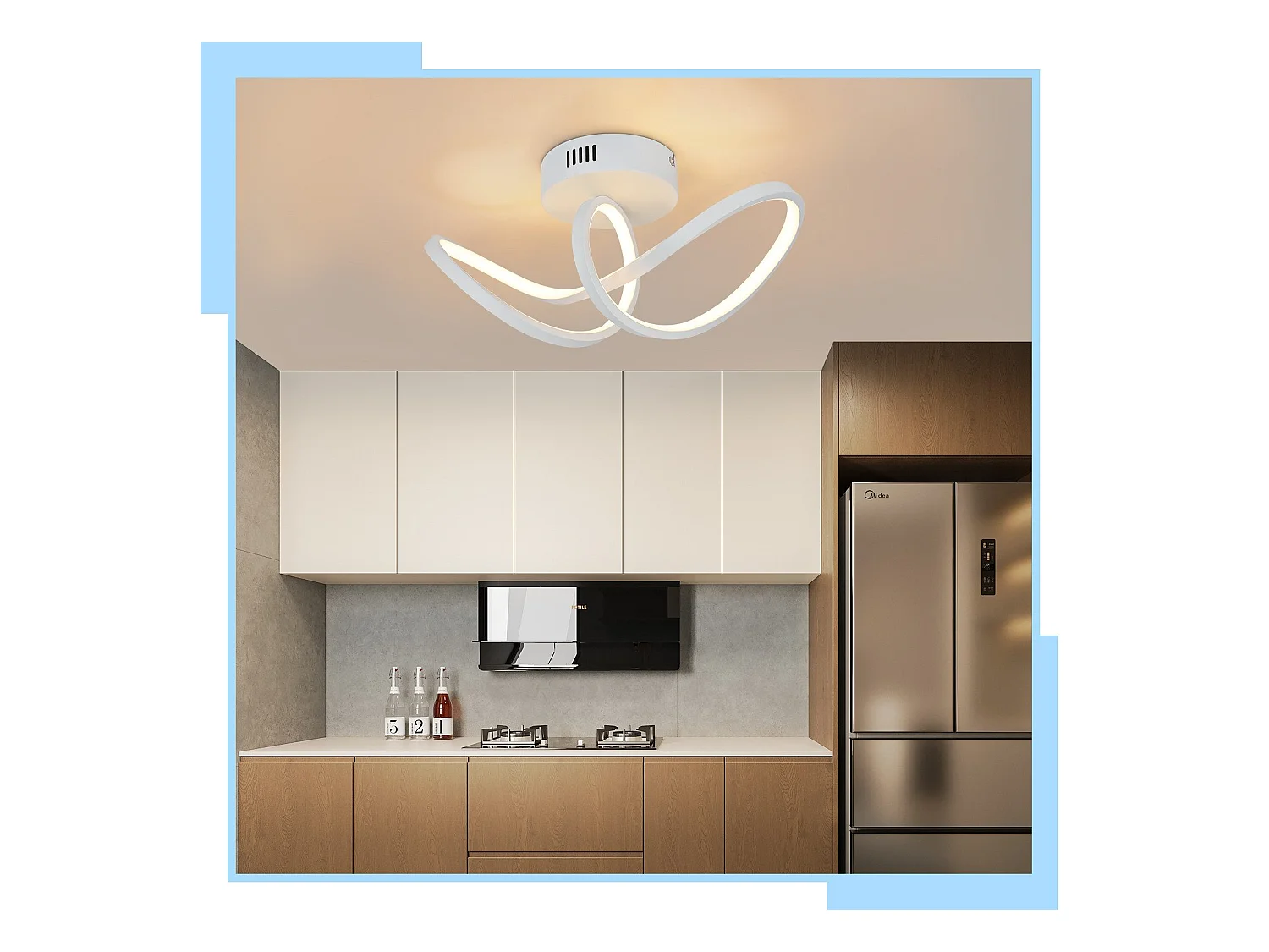 NETTLIFE Plafonnier LED salon moderne noir 12W intérieur 3000K LED
