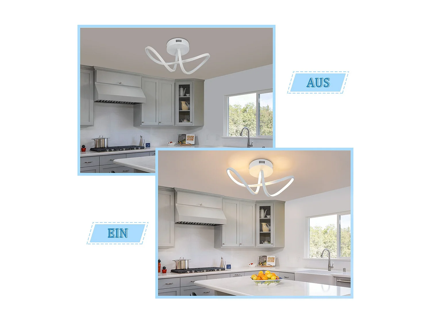 NETTLIFE Moderne LED Deckenleuchte Wohnzimmer 12W Innen 3000K LED