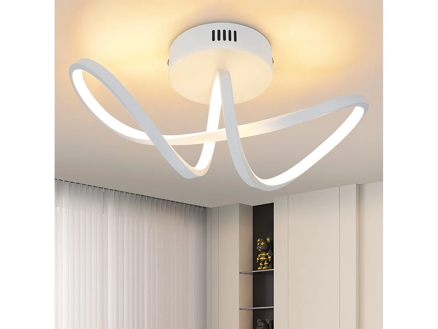 NETTLIFE Plafonnier LED salon moderne noir 12W intérieur 3000K LED