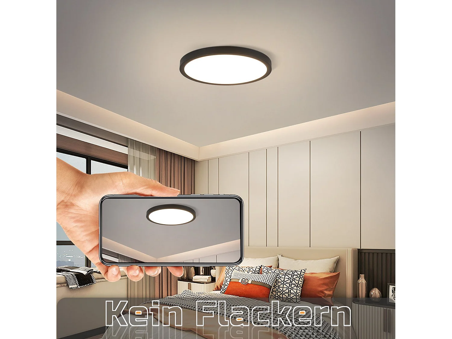 NETTLIFE LED paneel plafondlamp zwart rond plat plafondverlichting IP44 LED neutraal wit