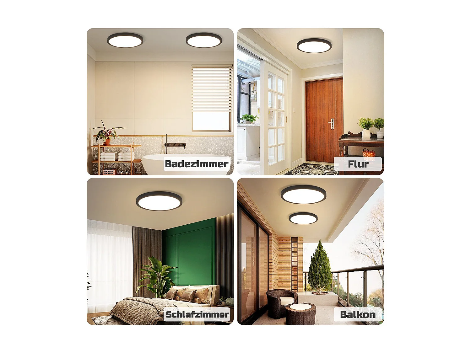 NETTLIFE LED paneel plafondlamp zwart rond plat plafondverlichting IP44 LED neutraal wit