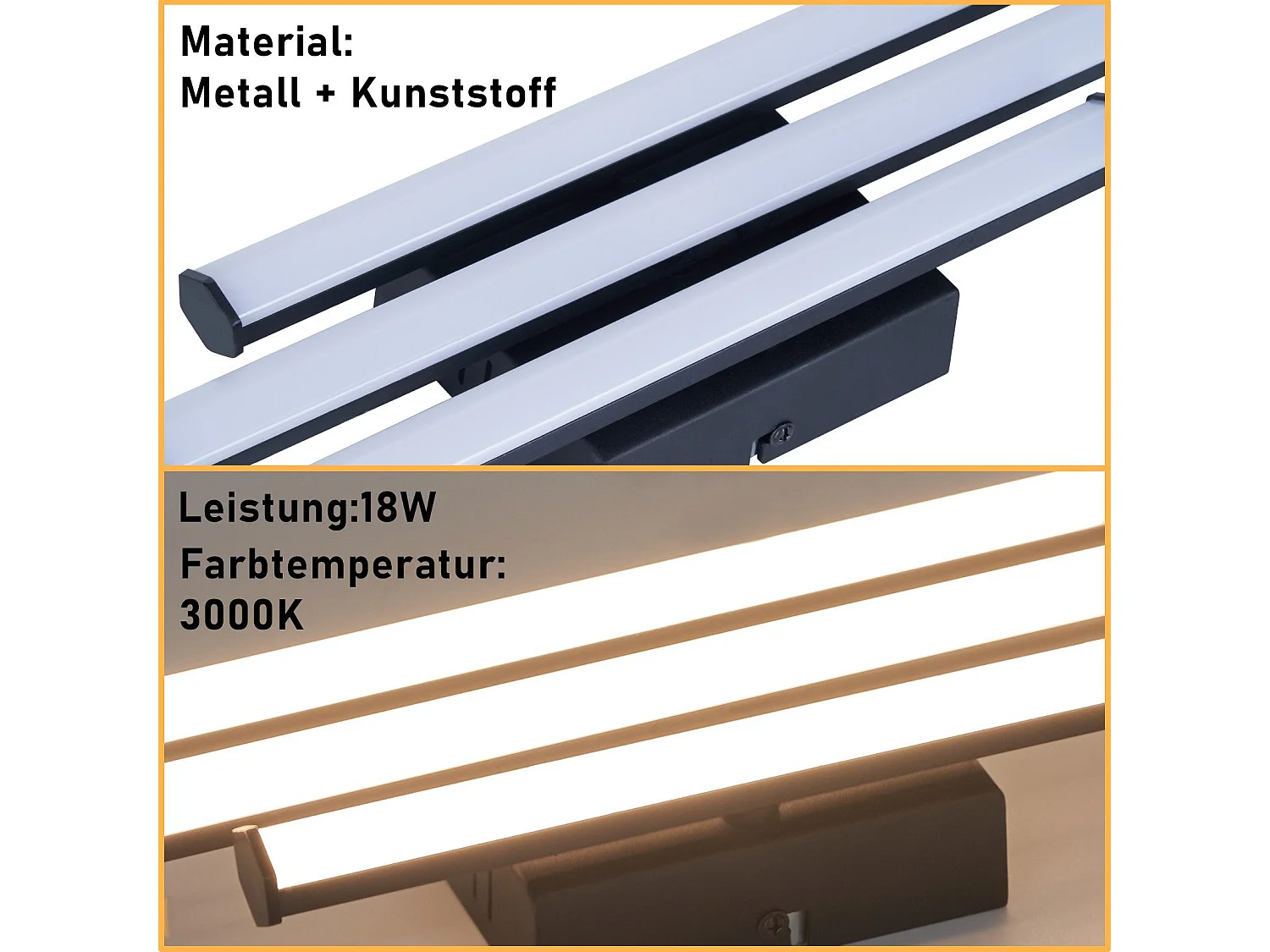 NETTLIFE Deckenleuchte Wohnzimmer Schlafzimmer Moderne Lampe Schwarz 18W Innendesign 3000K Warmweiß