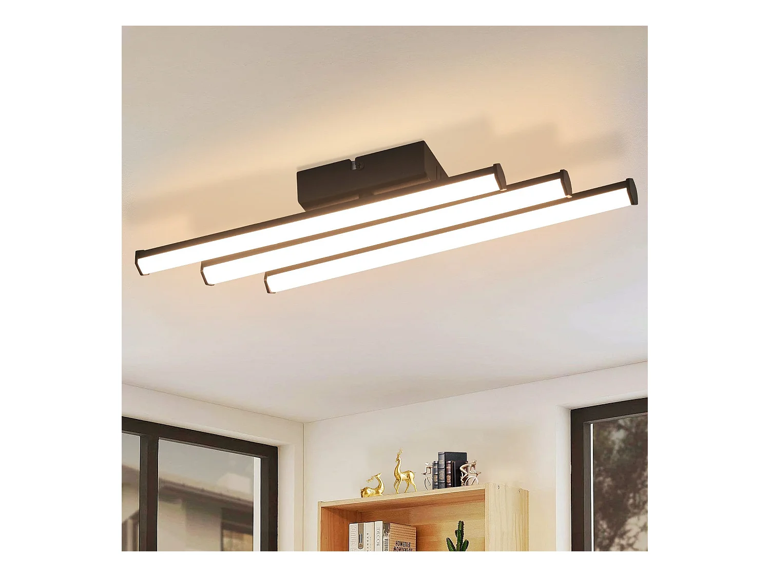 NETTLIFE Plafonnier salon chambre moderne lampe noir 18W design intérieur 3000K blanc chaud