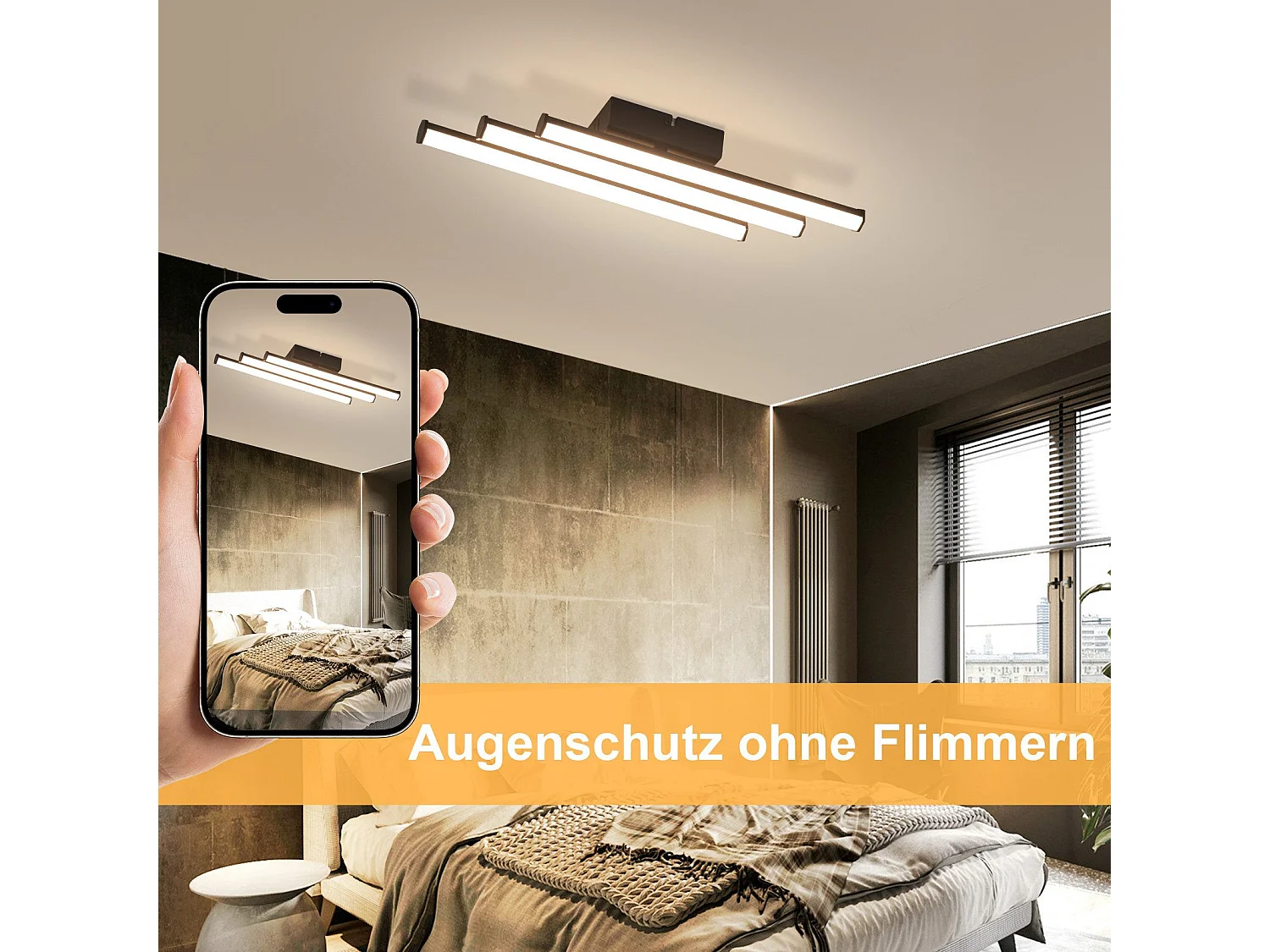 NETTLIFE Plafonnier salon chambre moderne lampe noir 18W design intérieur 3000K blanc chaud