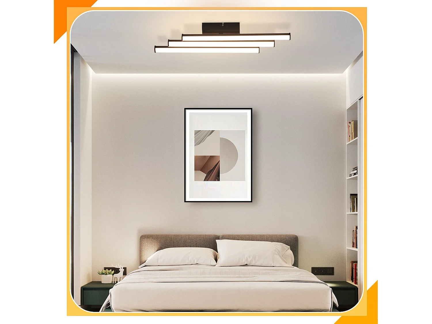 NETTLIFE Plafonnier salon chambre moderne lampe noir 18W design intérieur 3000K blanc chaud