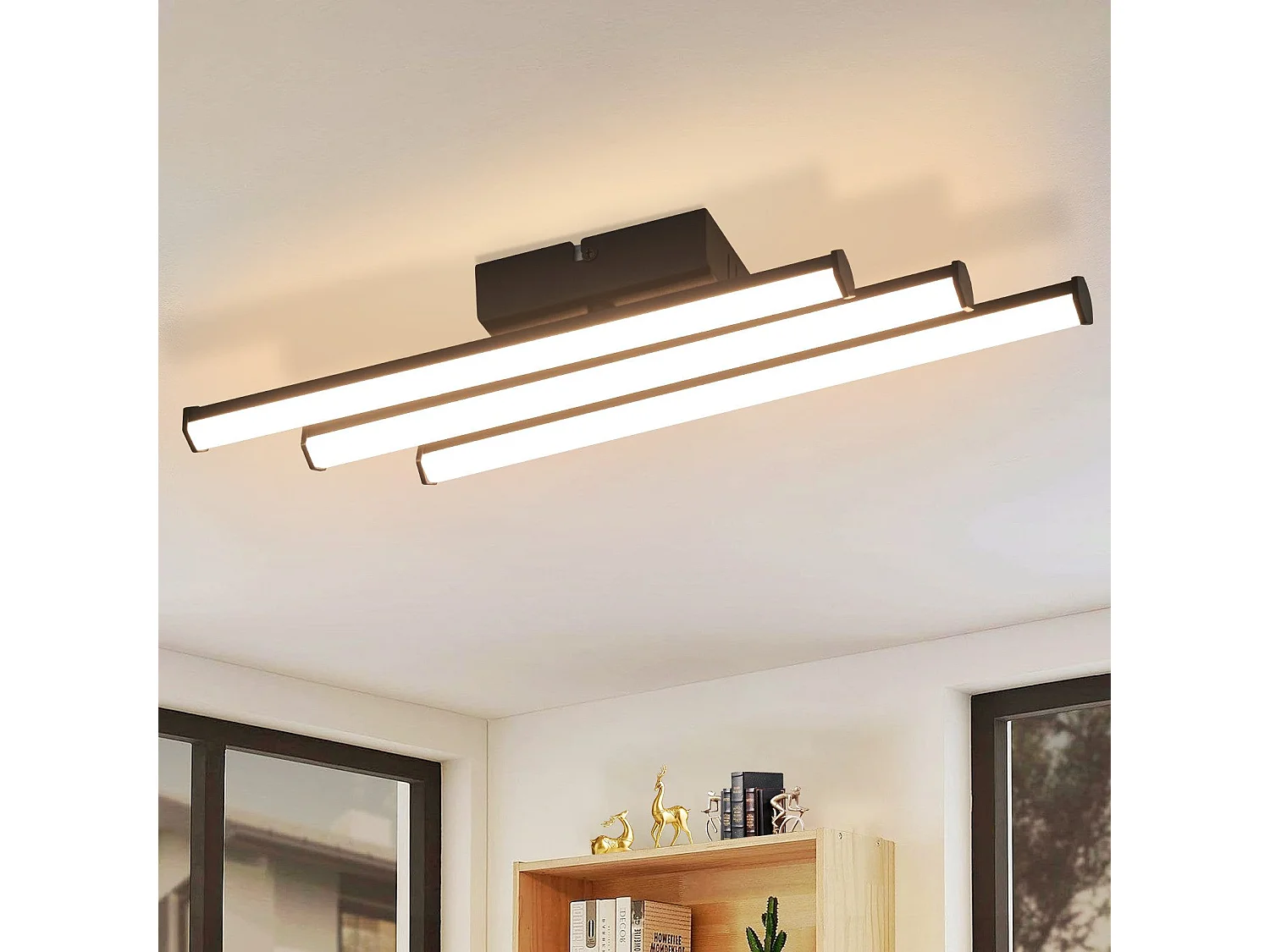 NETTLIFE Plafonnier salon chambre moderne lampe noir 18W design intérieur 3000K blanc chaud