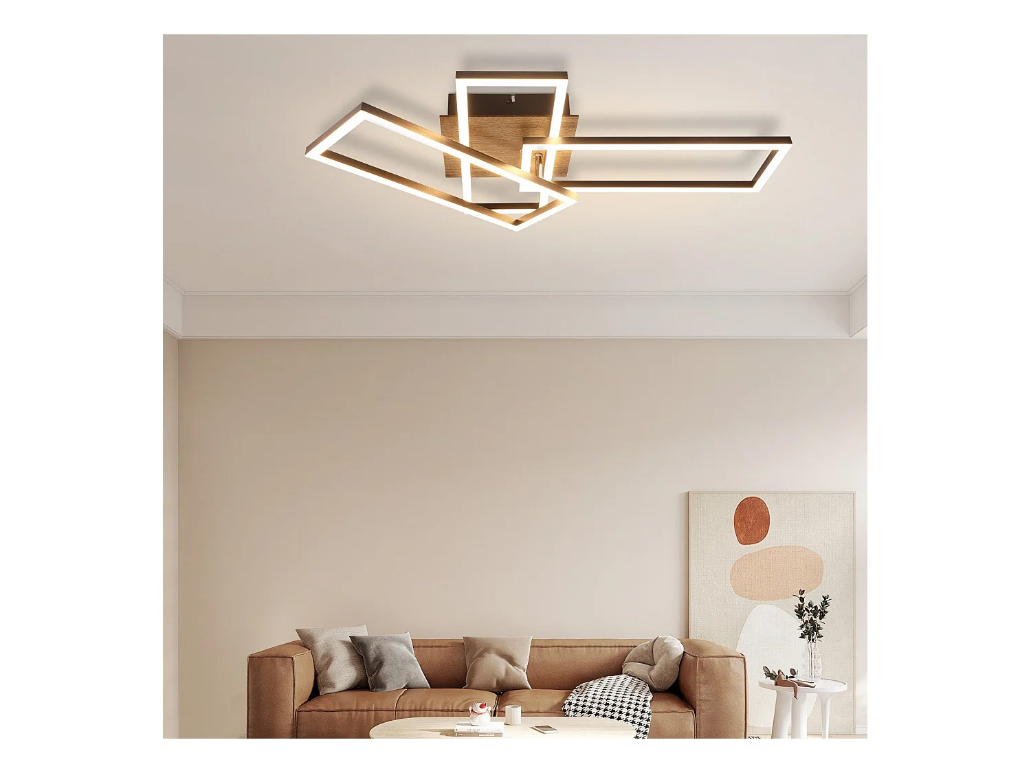 NETTLIFE Plafonnier LED Chambre Cadre Noir 102CM Dimmable avec Télécommande Moderne Intensité variable