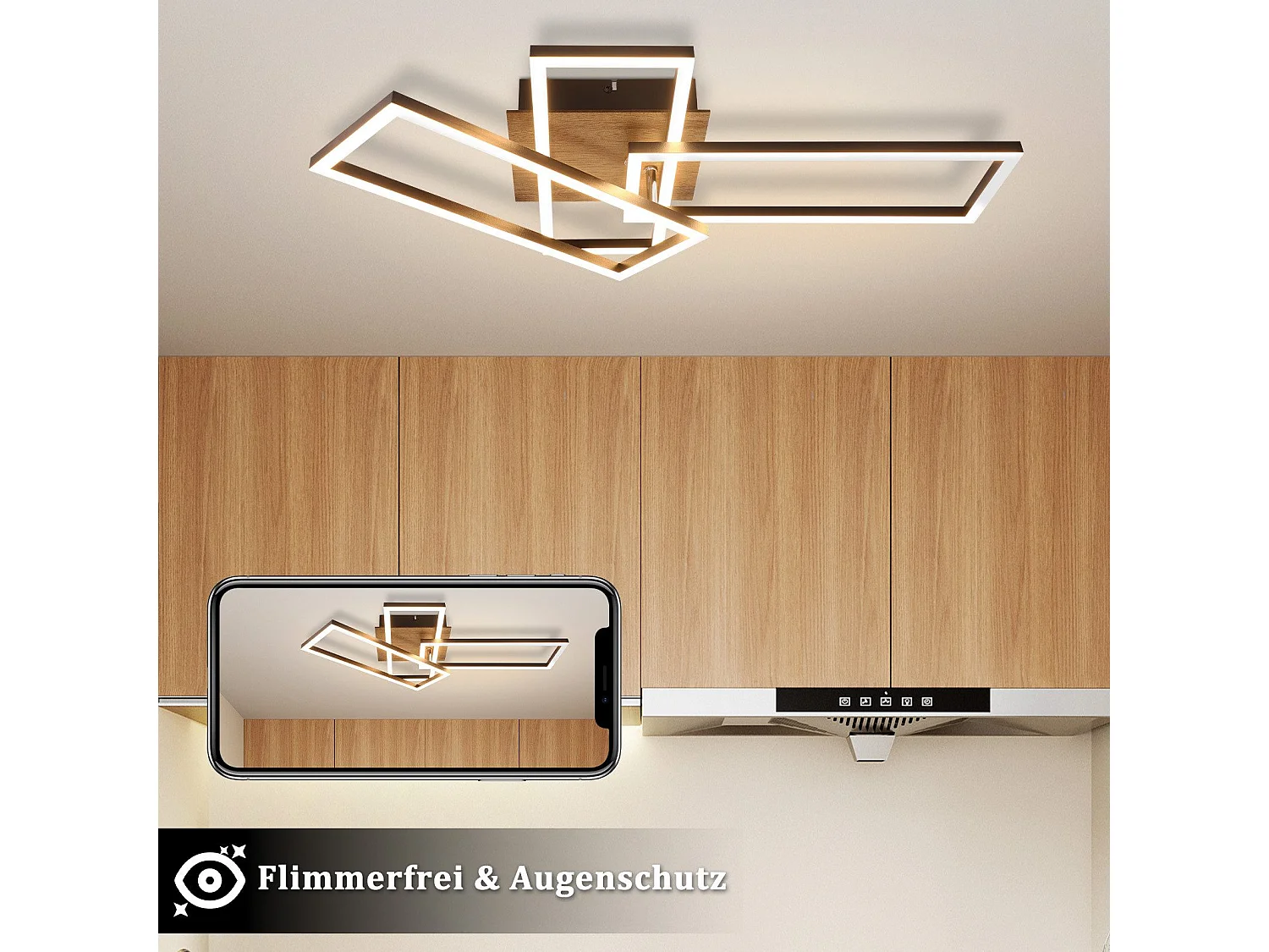 NETTLIFE Lampa sufitowa LED do sypialni Czarna rama 102CM Ściemniana za pomocą pilota Nowoczesna ściemnialna