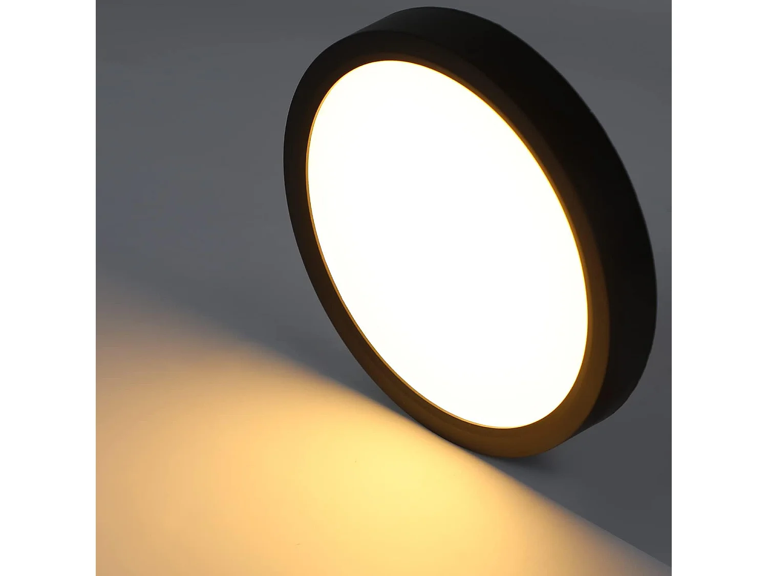 NETTLIFE Plafonnier LED plafonnier plat chambre lampe Ø22cm lampe salle de bain noir 15W IP44