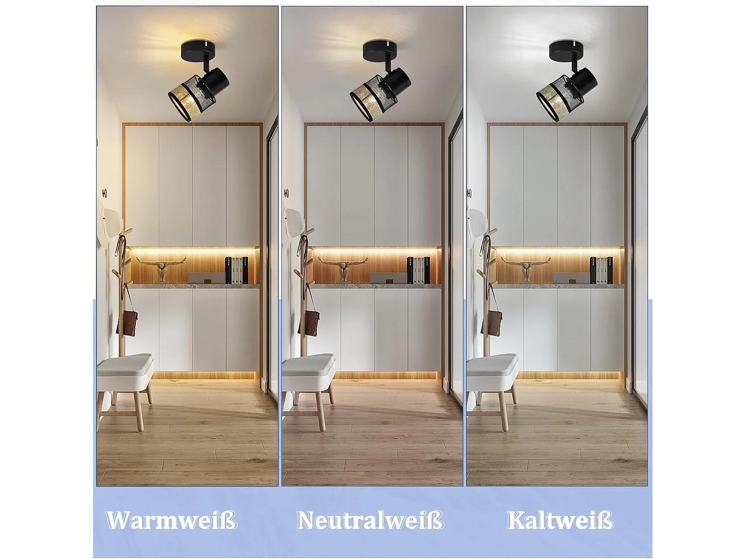 Faretto da soffitto NETTLIFE, 1 lampadina, nero, metallo oro vintage, per corridoio, E27, LED, max 40W, orientabile a 330°