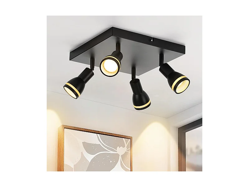 NETTLIFE Plafondlamp 1/2/3/4 vlam plafondspot zwart GU10 verstelbaar modern interieur