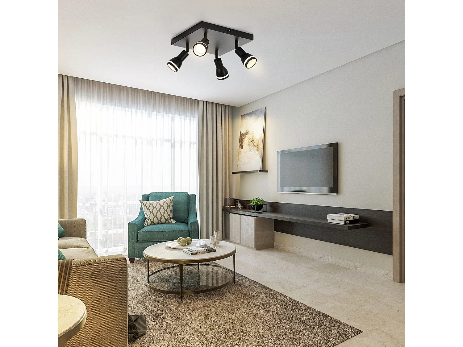 NETTLIFE Plafondlamp 1/2/3/4 vlam plafondspot zwart GU10 verstelbaar modern interieur