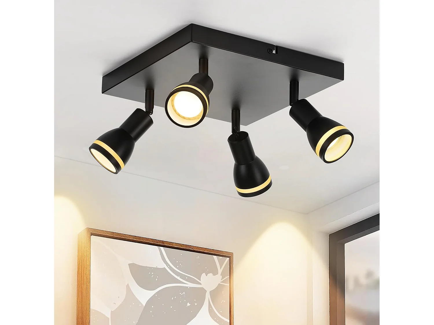 Plafoniera NETTLIFE 1/2/3/4 a forma di fiamma, faretto nero GU10 regolabile, moderno per interni