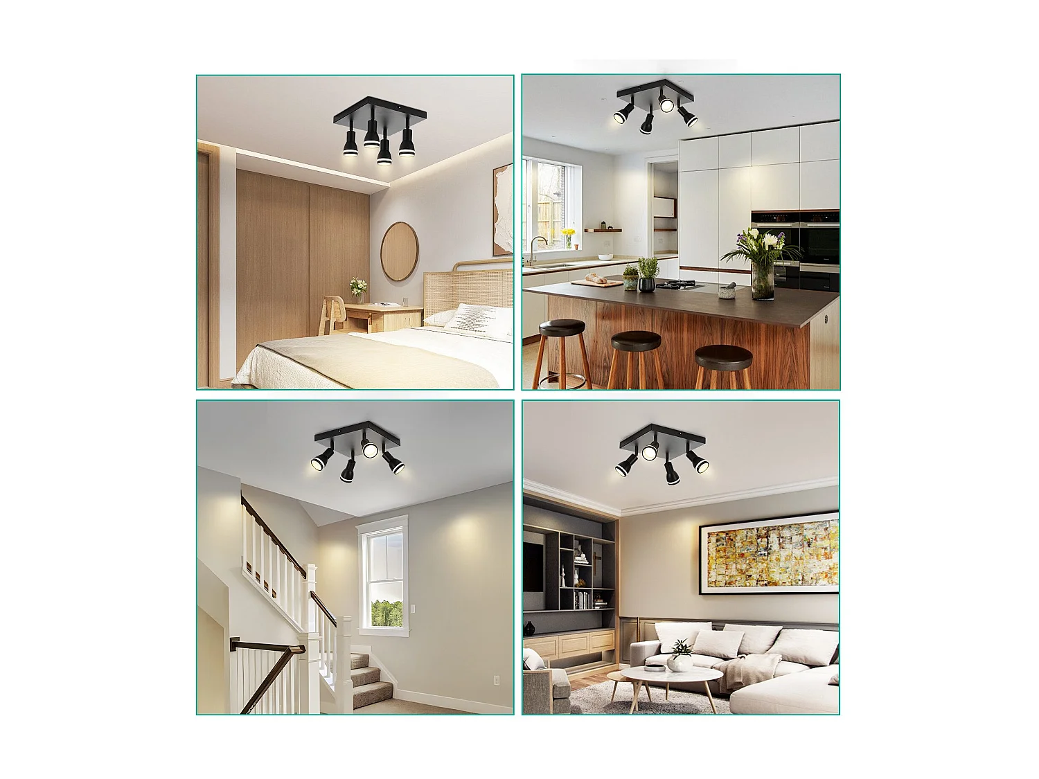 Plafoniera NETTLIFE 1/2/3/4 a forma di fiamma, faretto nero GU10 regolabile, moderno per interni