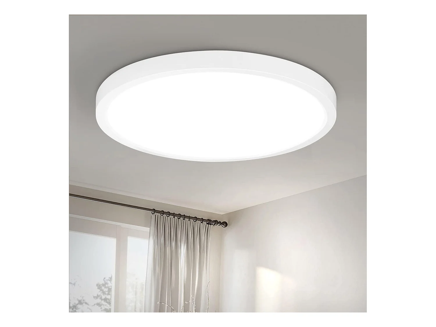 NETTLIFE Panneau LED plafonnier noir éclairage de plafond plat IP44 résistant aux éclaboussures blanc froid 15W