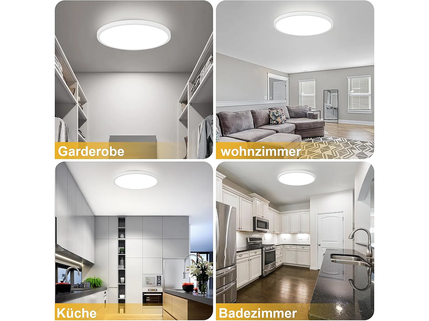 NETTLIFE LED Deckenleuchte Bad Deckenleuchte - Badezimmerlampe Ø30cm flach rund 18W IP44