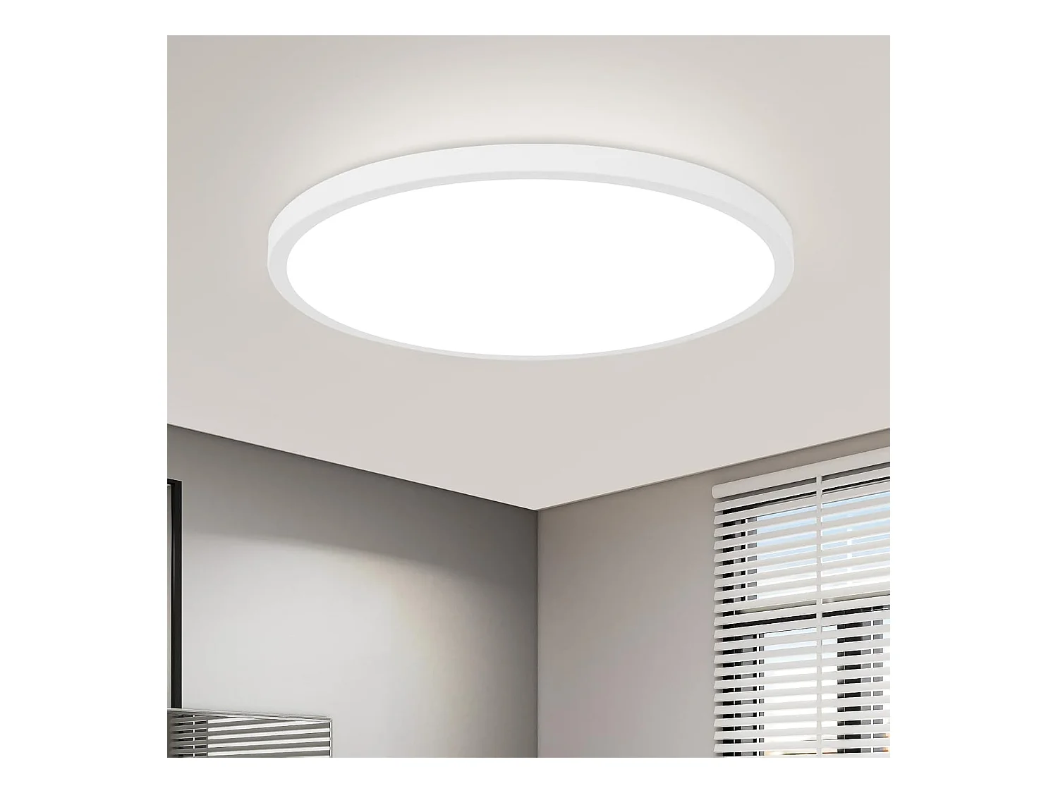 NETTLIFE Plafonnier LED plafonnier salle de bain - Lampe salle de bain Ø30cm plat rond 18W IP44