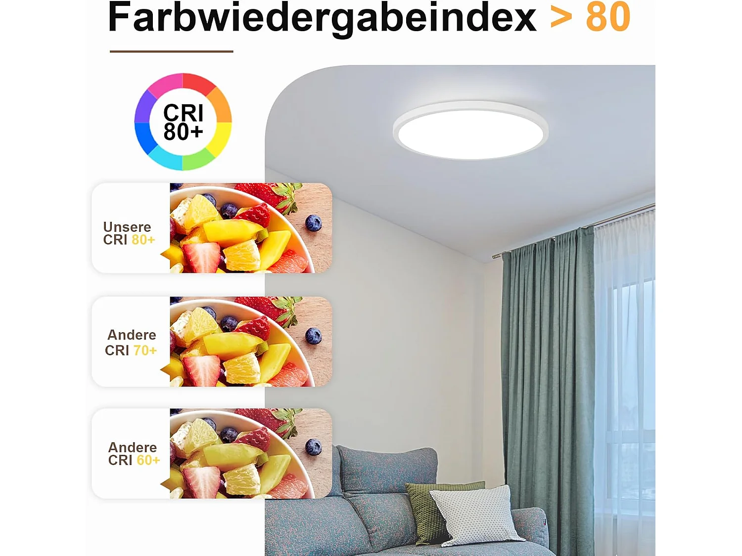 NETTLIFE Plafonnier LED plafonnier salle de bain - Lampe salle de bain Ø30cm plat rond 18W IP44