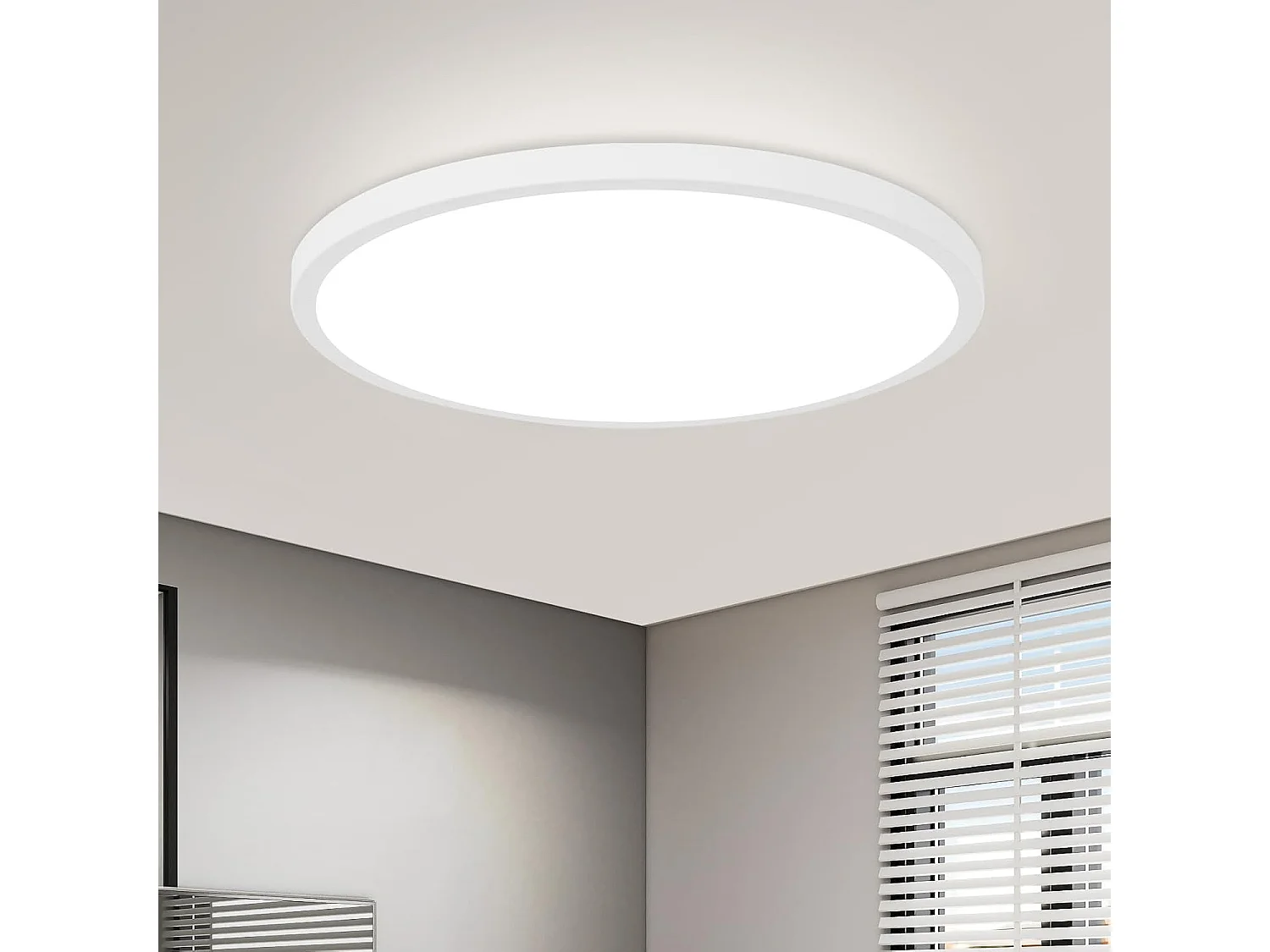 NETTLIFE Plafonnier LED plafonnier salle de bain - Lampe salle de bain Ø30cm plat rond 18W IP44