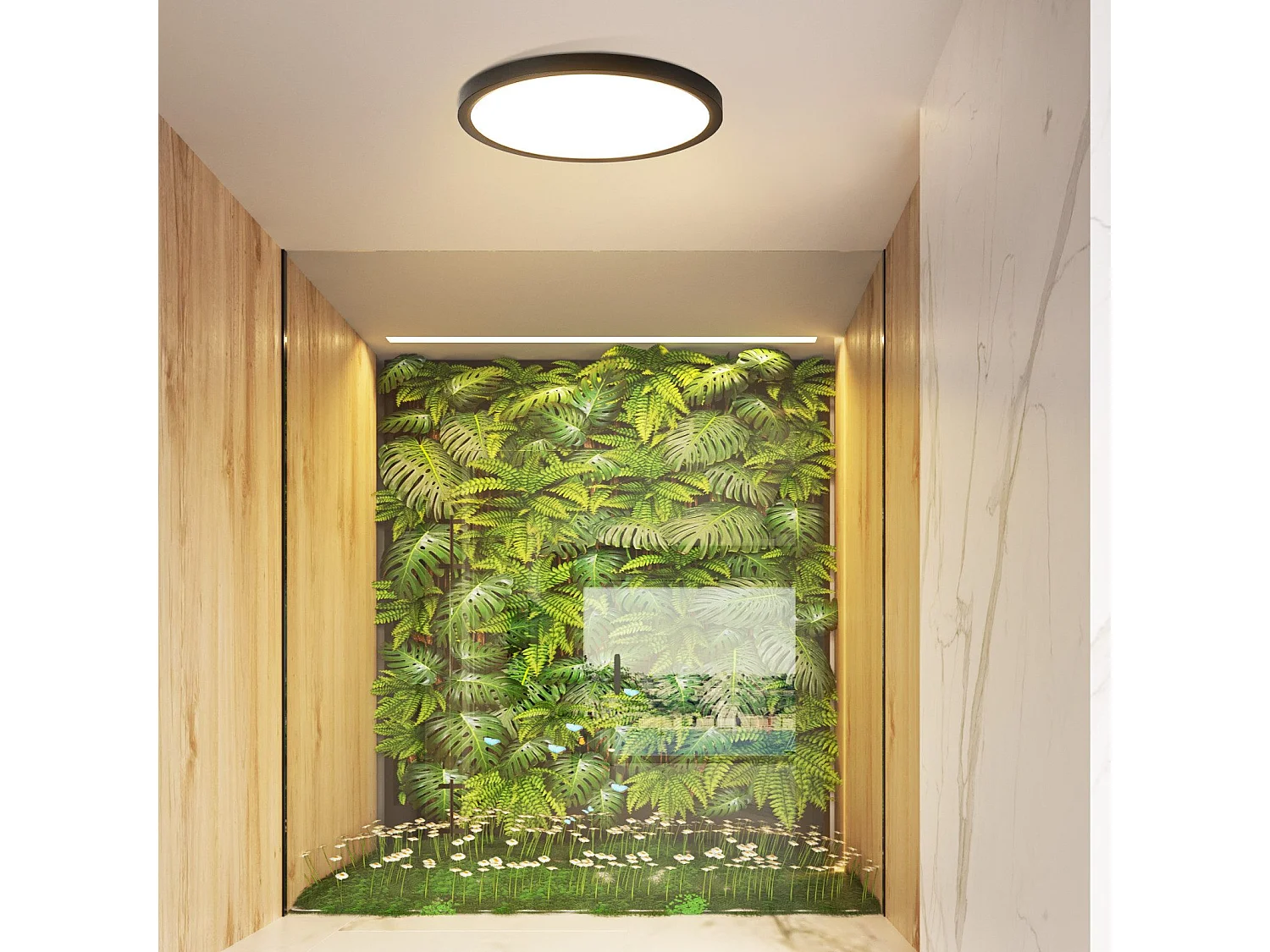 NETTLIFE Flat LED Plafondlamp Zwart 18cm 15W Rond Klein Warm Wit LED Permanent Geïntegreerd 3000K