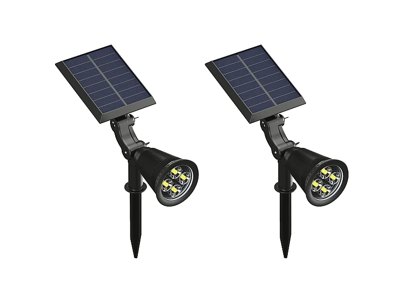 Lot de 2 balises ou appliques solaires orientables - 300 lumens - Noir - SLATINE
